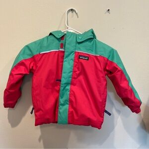 Patagonia pink/green winter coat with hood 2T girls